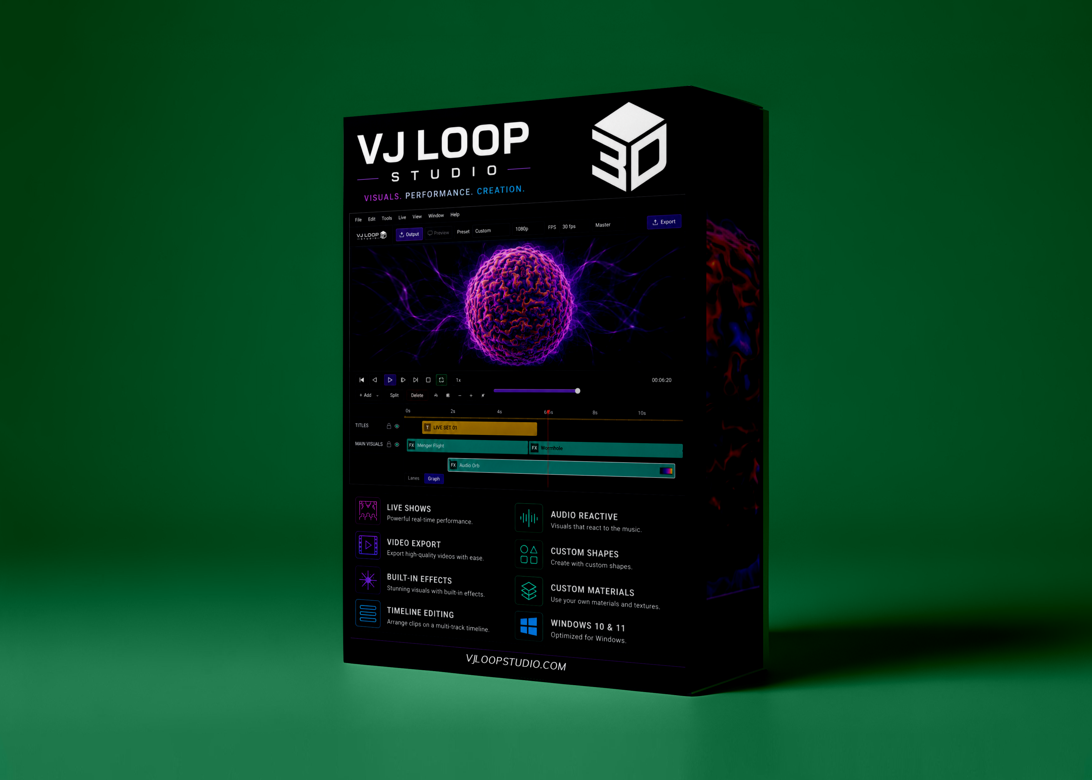 VJ Loop Studio 3D software box