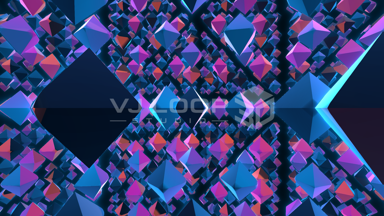 Faceted crystal field rendered in VJ Loop Studio 3D