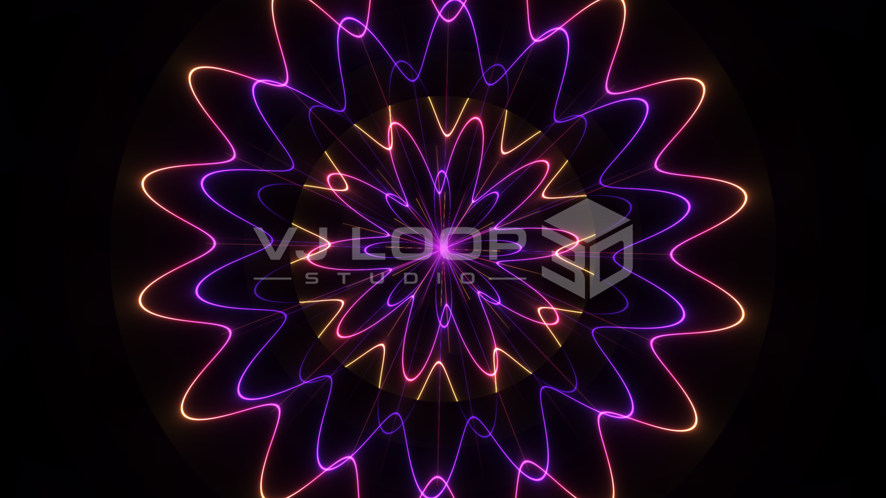 Neon Mandala rendu dans VJ Loop Studio 3D