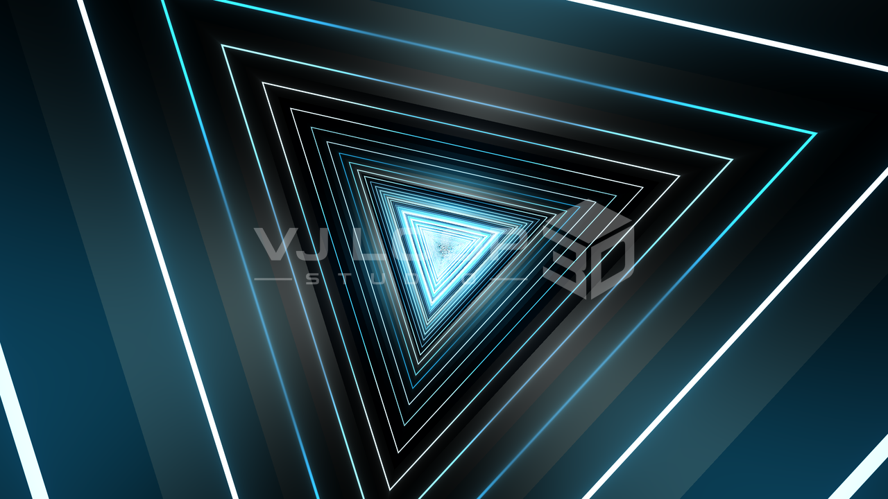 Neon triangle tunnel rendered in VJ Loop Studio 3D