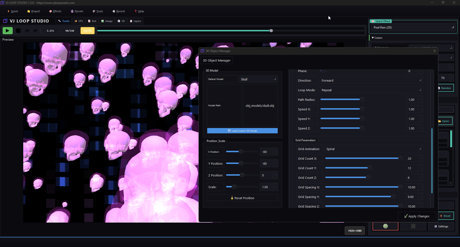 Custom 3D model import visualization